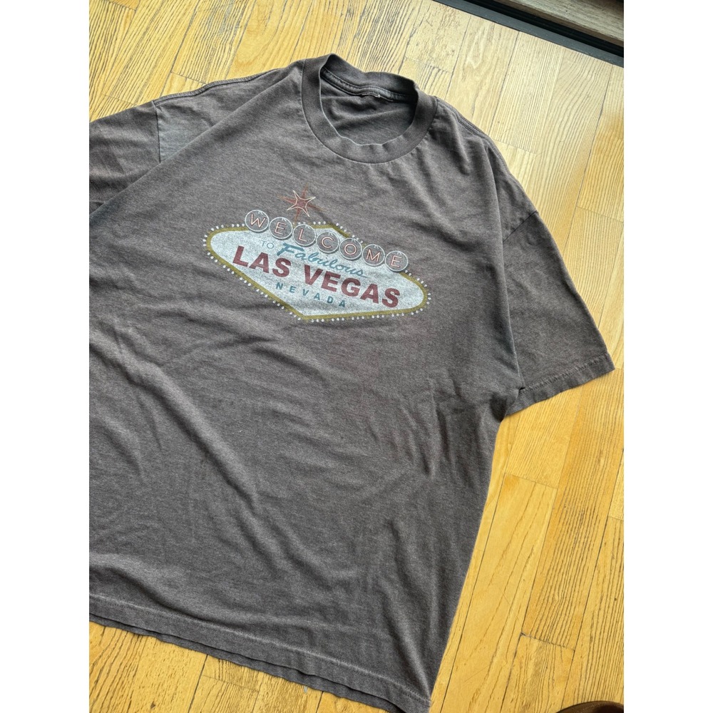 Vintage Las Vegas Nevada Graphic T-Shirt Heather Charcoal Brown Men XL 48